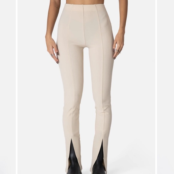 Adika Pants - Size S Beige Front-Slit Pants